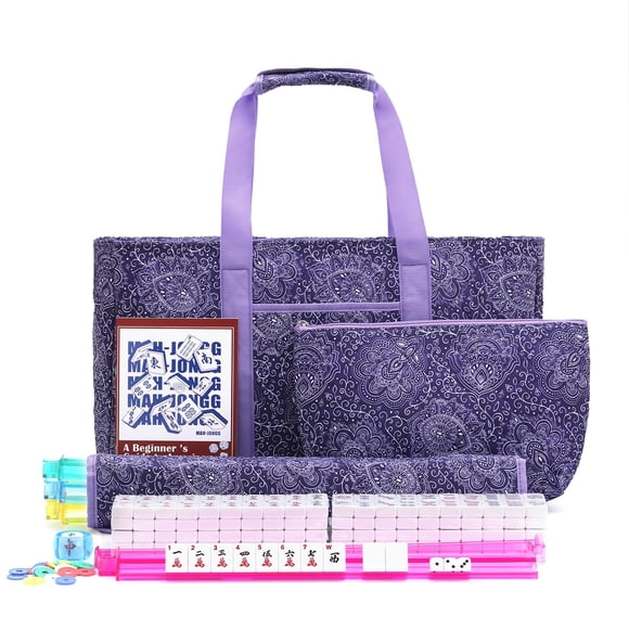 Set de Mahjong Kyerlish de 166 fichas con bolsa morada