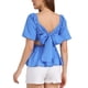 thumbnail image 3 of INSPIRE CHIC Lazo de Mariposa para Blusa de Mujer con Mangas Abullonadas Cuello Cuadrado Casual Peplum XL Azul, 3 of 6