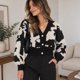 thumbnail image 1 of Cardigan Mujer Tejido Estampado Manchas Con Botones Joya negro Talla Única, 1 of 2