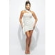 thumbnail image 1 of Saronite Vestido Corto de Fiesta de Punto Transparente con Cordones y Detalle de Hebilla y Escote de un Solo Hombro, Blanco (para Mujer), 1 of 4