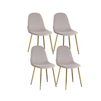 Habita2 Chile - Pack 4 Sillas Trendytop Para Comedor Asiento Felpa Estructura Dorada - Gris