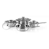 Genérico - Batería De Cacerolas Y Sartén, Begônia, Acero Inoxidable, Color Plata