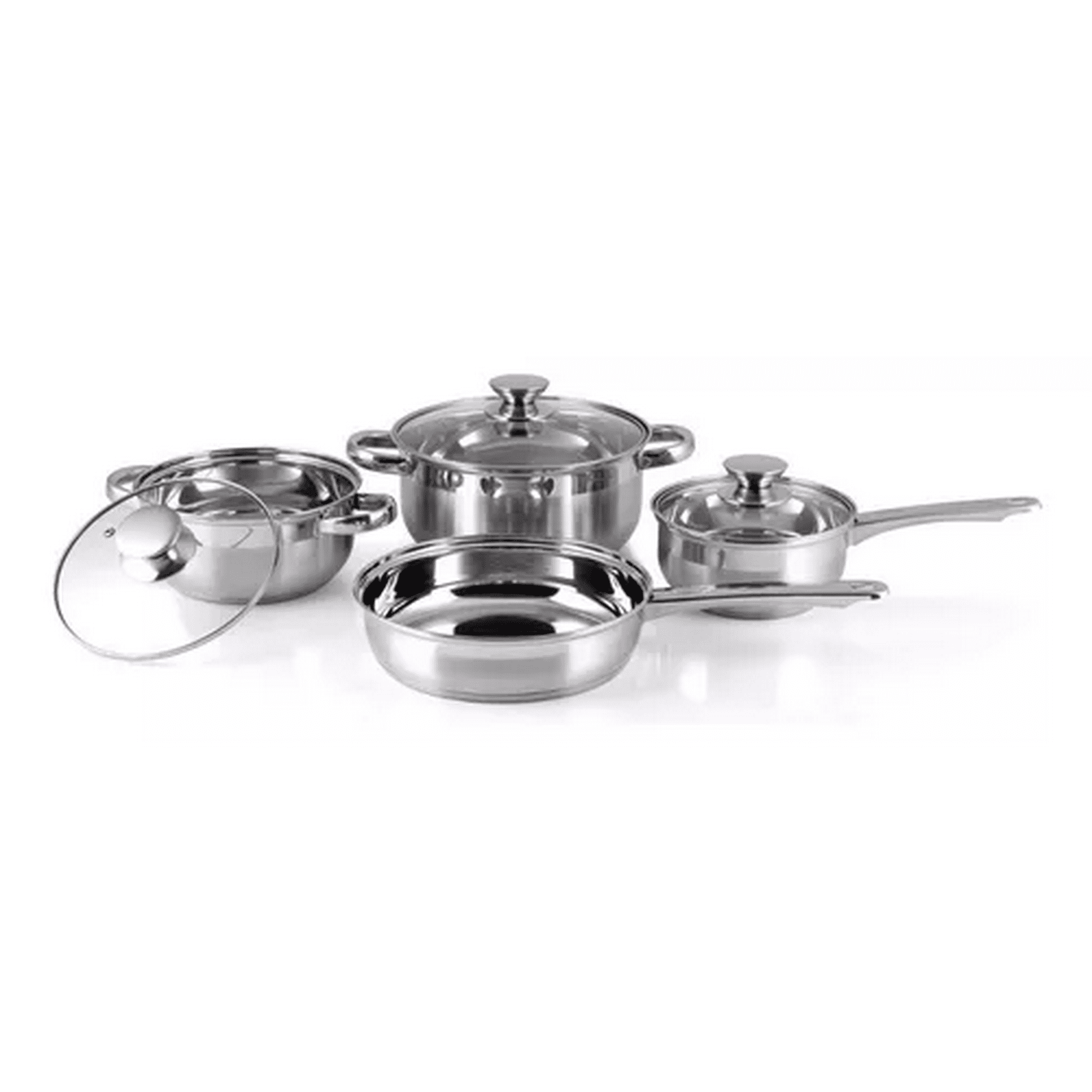Genérico - Batería De Cacerolas Y Sartén, Begônia, Acero Inoxidable, Color Plata