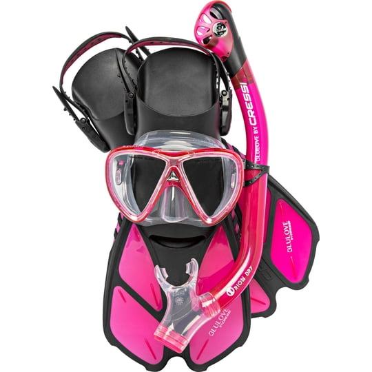 Set De Esnórquel Cressi Bonete Pro Dry Con Máscara, Esnórquel Y Aletas, Color Rosa S/m