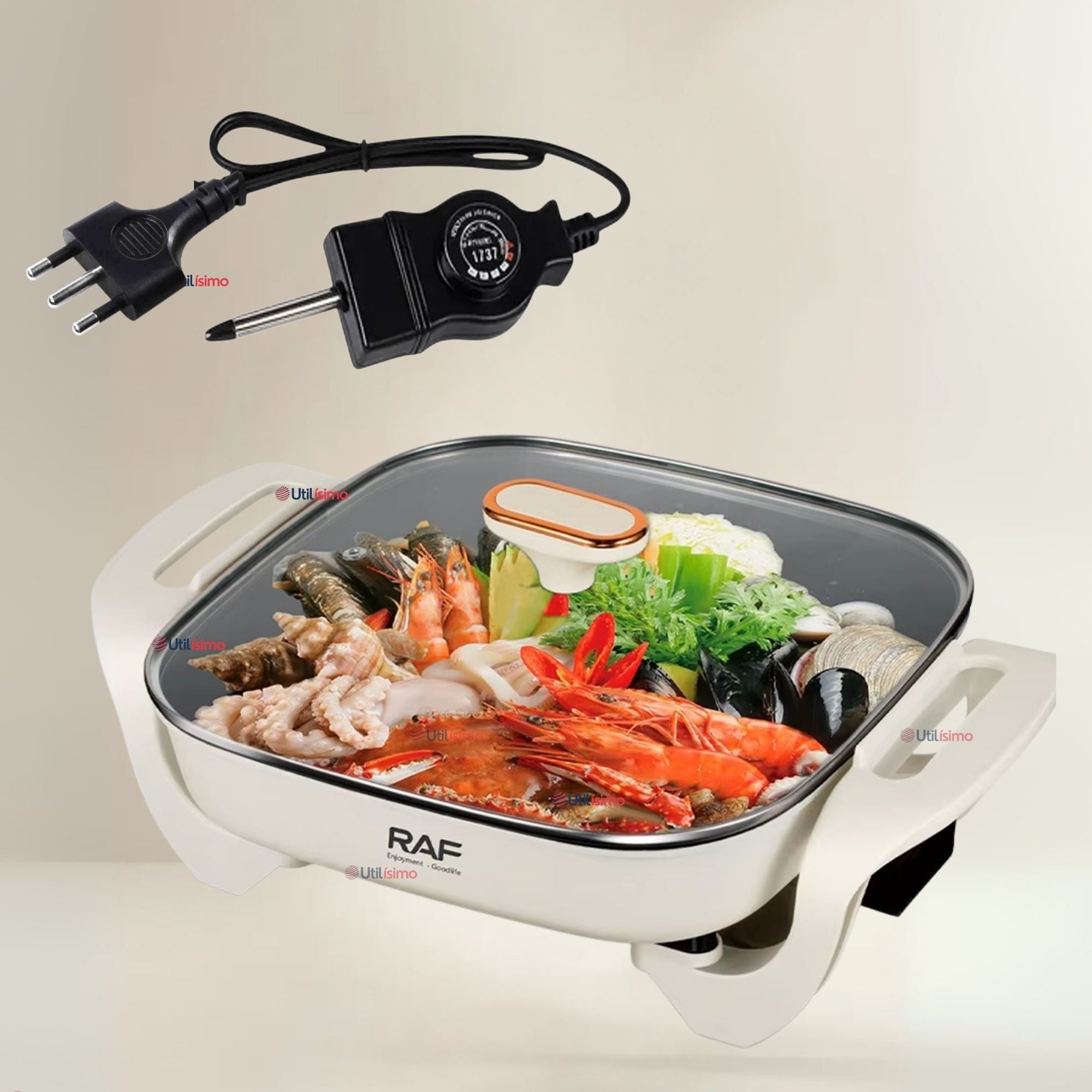 Raf - Sartén Eléctrico Antiadherente Multifuncional 5 Litros 1200w De Potencia