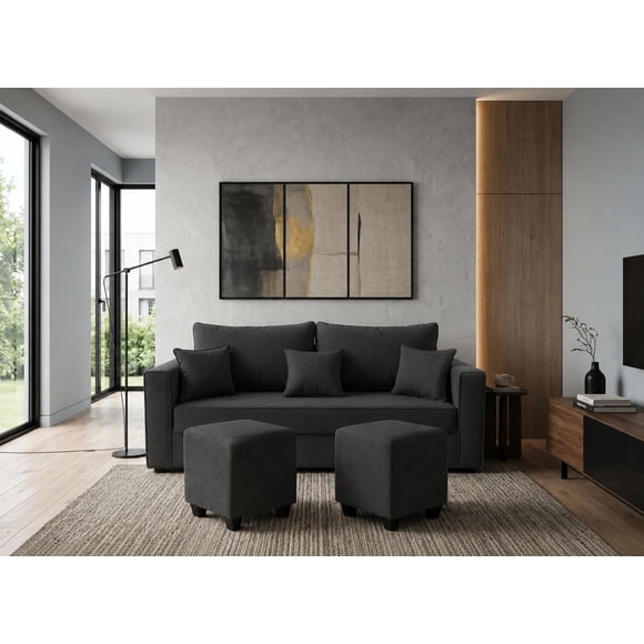 sofa aurelia 3 cuerpos 2 puff