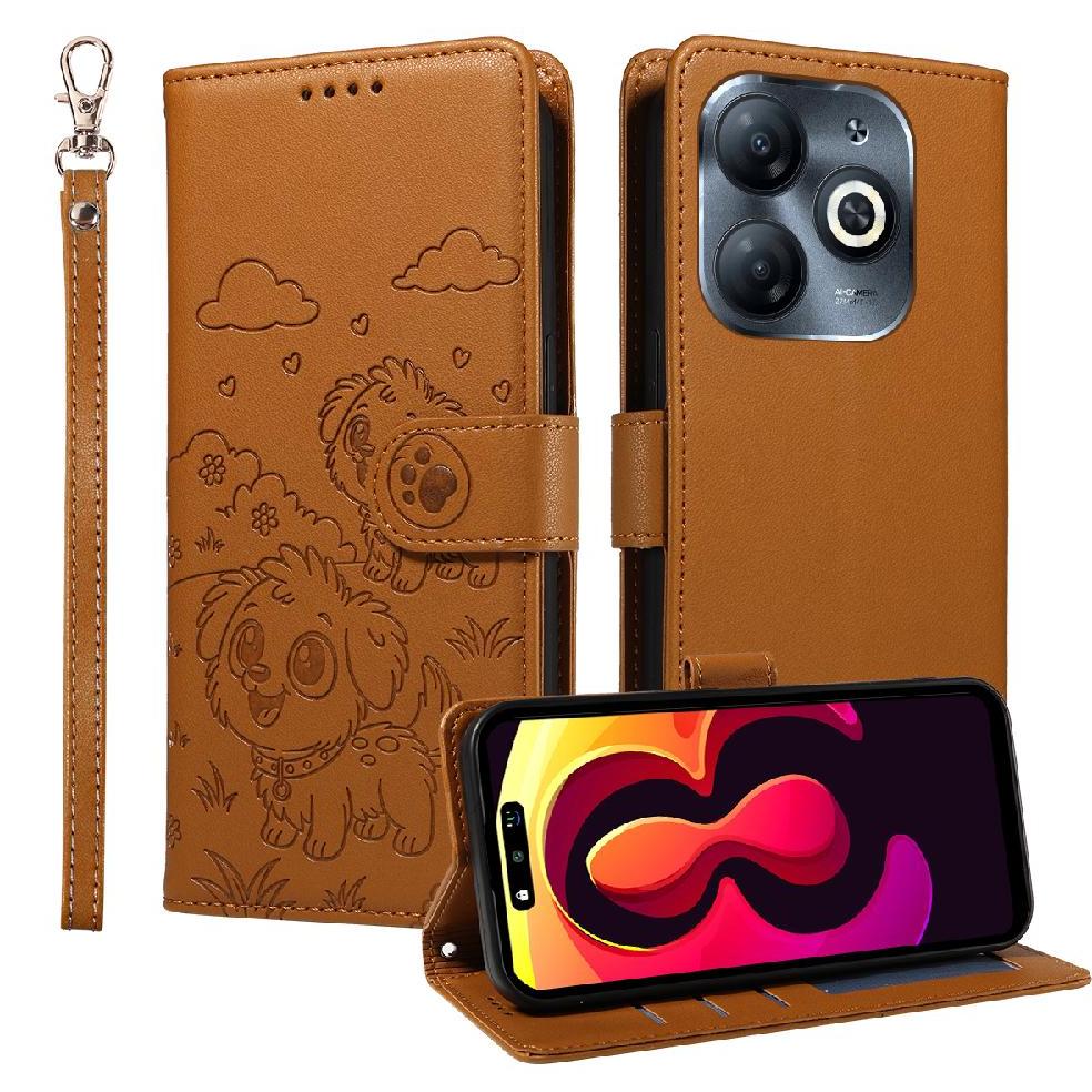 Funda Billetera Foxdock Compatible Con Tecno Spark Go 2024 4G, Diseño Perrito Tierno, Ranuras Para Tarjetas Y Soporte Plegable