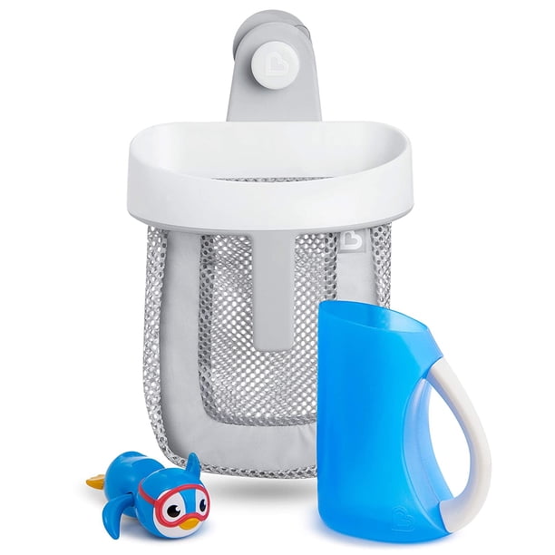 Juego Munchkin Bath Essentials con pingüino nadador de cuerda adicional, 3 piezas, gris