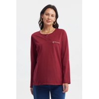 Fashionspark - Polera Mujer Aplicación Cierre Rojo