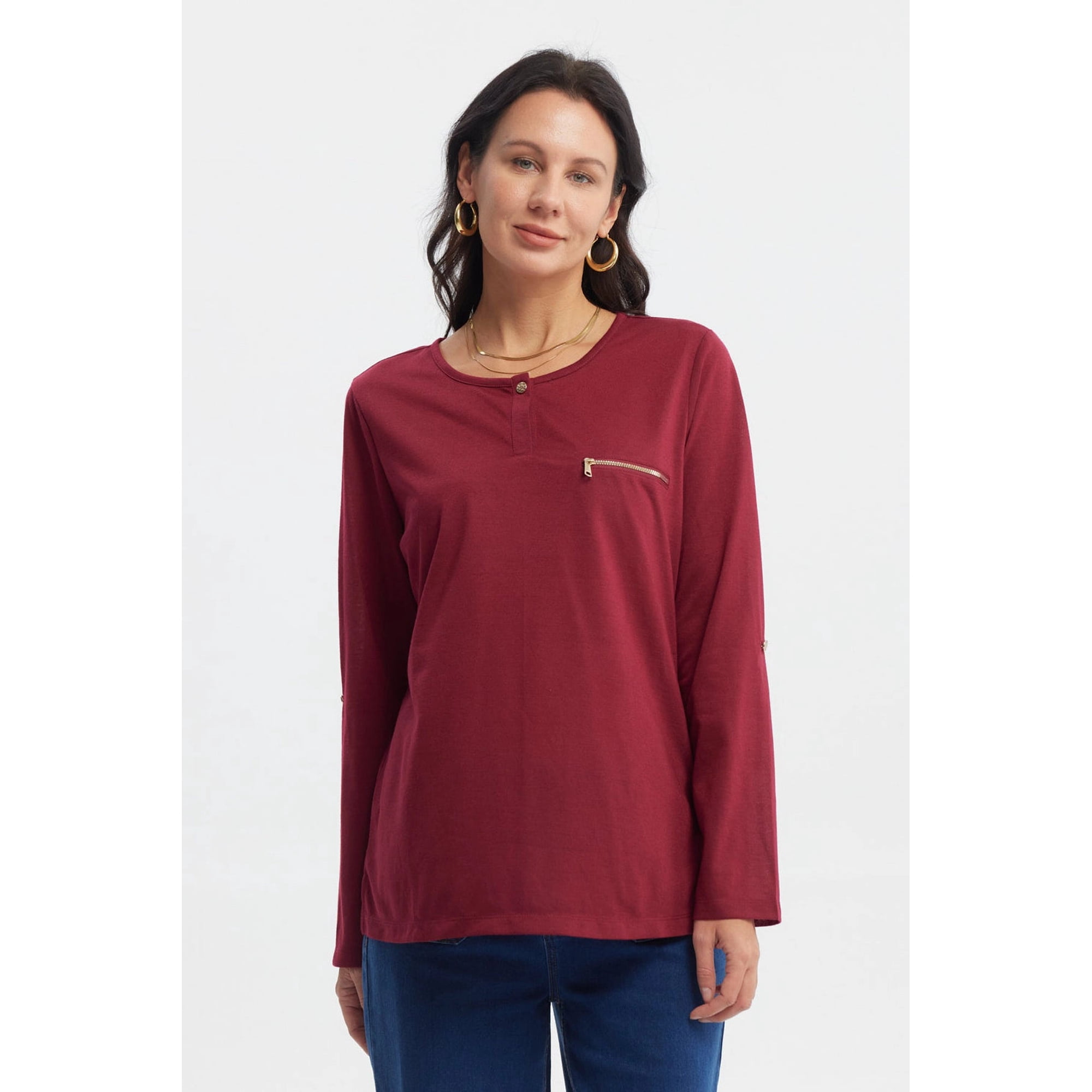 Fashionspark - Polera Mujer Aplicación Cierre Rojo