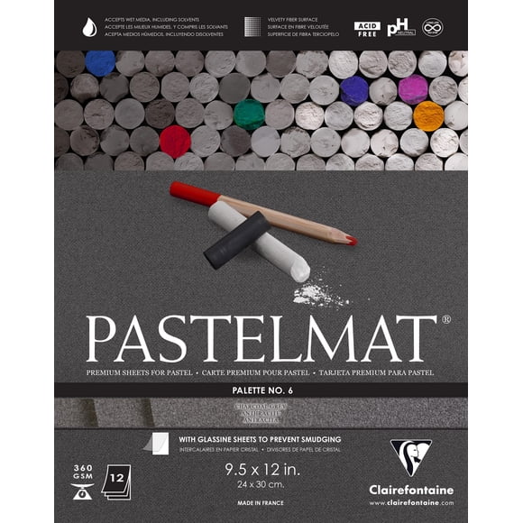 Paleta Pastelmat Pad Clairefontaine n.º 6, 24 x 30 cm, 360 g, 12 hojas