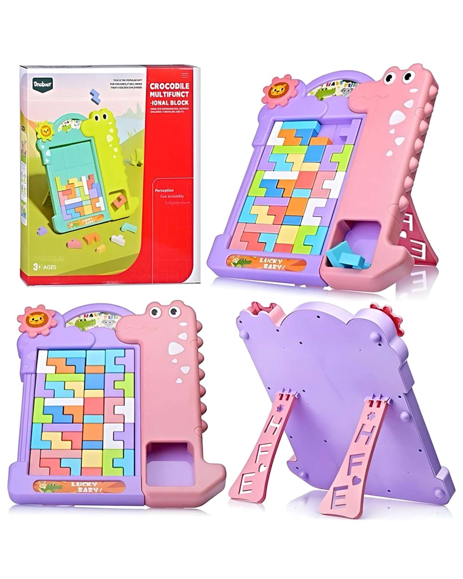 Genérico - Tetris Montessori Para Niños Bloques De Lógica 3D Rosa