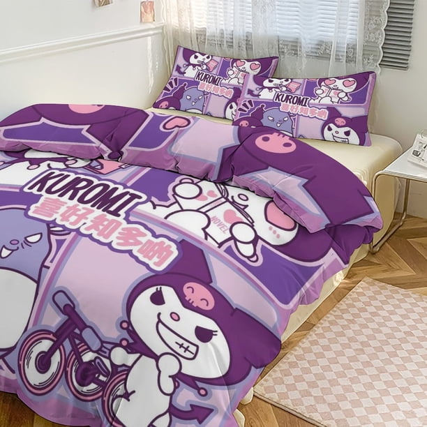 Kuromi Print Bedding Set Pattern Duvet Cove Set 3 Pieces 1 Quilt Cover And 2 Pillowcases for Women Men Teens