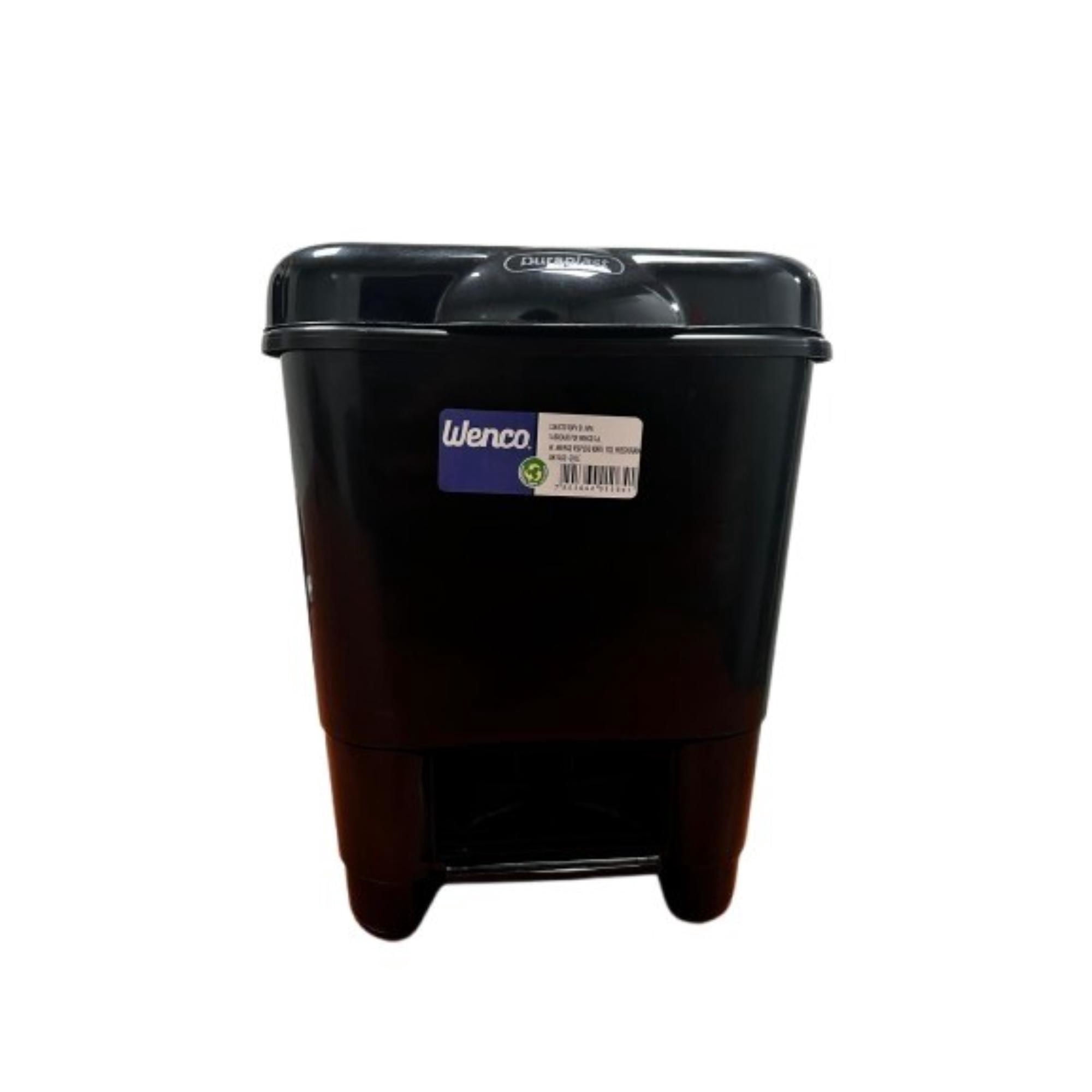 Basurero Buzon Con Pedal 10L Polietileno Negro