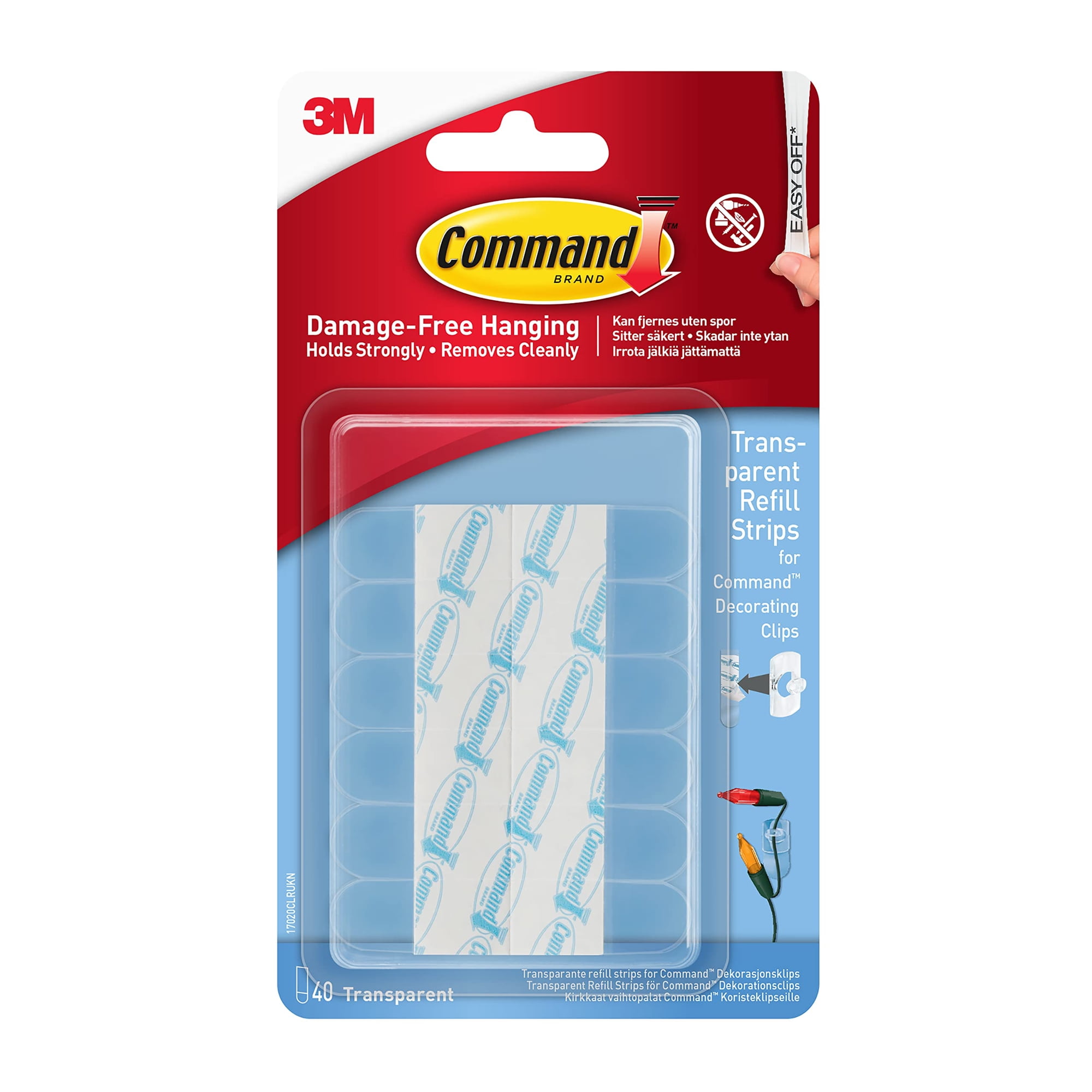 Tiras De Repuesto Command Mini Transparentes Para Decorar Clips De 40 Unidades