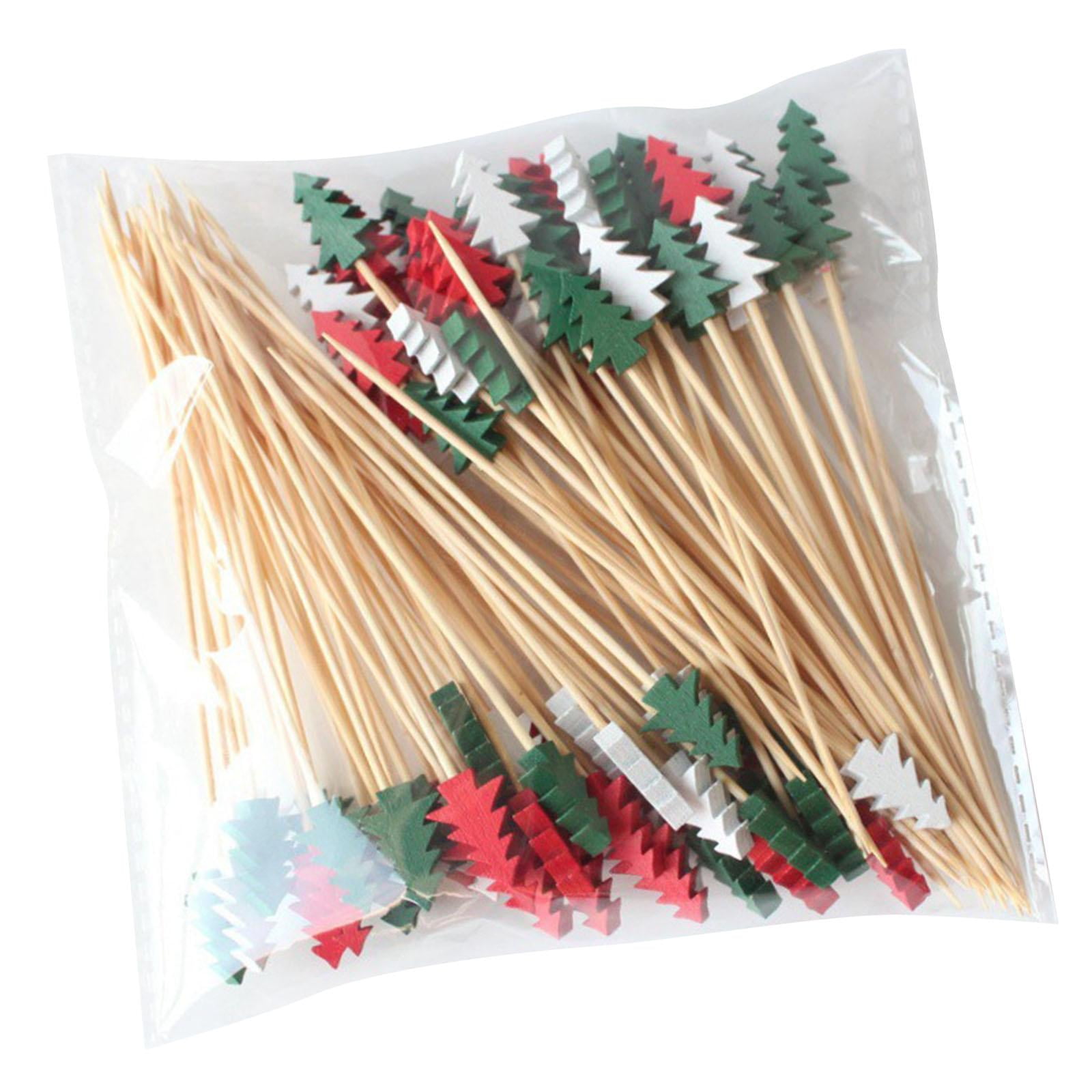 Magideal - Palillos De Comida Navideños Palillos De Dientes Artículos Para Fiestas De Picnic Decoración Navideña Sándwich Aperitivo Brochetas Para Frutas Pastel 100 Piezas