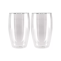 Importclick - Pack 2 Vasos Doble Pared Vidrio 473 Ml Transparente