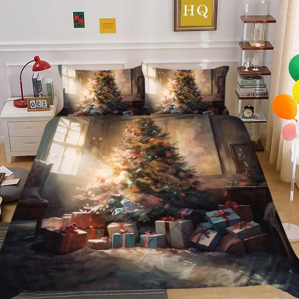 Christmas Tree Gifts Santa Claus Quilt Duvet Cover Set Home Textiles3-Piece Bedding Set