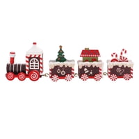 Magideal - Xmas Desktop Trains Ornaments, Xmas Train Ornament Toy ,Gifts Wood Train Wooden Xmas Train Set, For Festival Wall Hallway Party Outdoor Rojo Blanco
