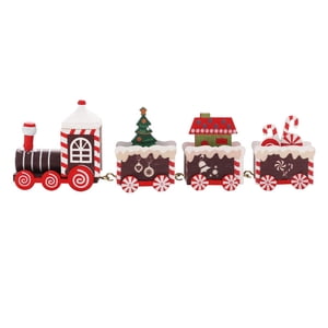 Magideal - Xmas Desktop Trains Ornaments, Xmas Train Ornament Toy ,Gifts Wood Train Wooden Xmas Train Set, For Festival Wall Hallway Party Outdoor Rojo Blanco