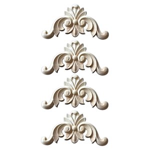 Magideal - 4 Uds. De Apliques Tallados En Madera, Calcomanía Tallada, Marco Sin , Figurita, Esquina Tallada En Madera Para Armario, Muebles, Decoración, 6Cmx6Cm