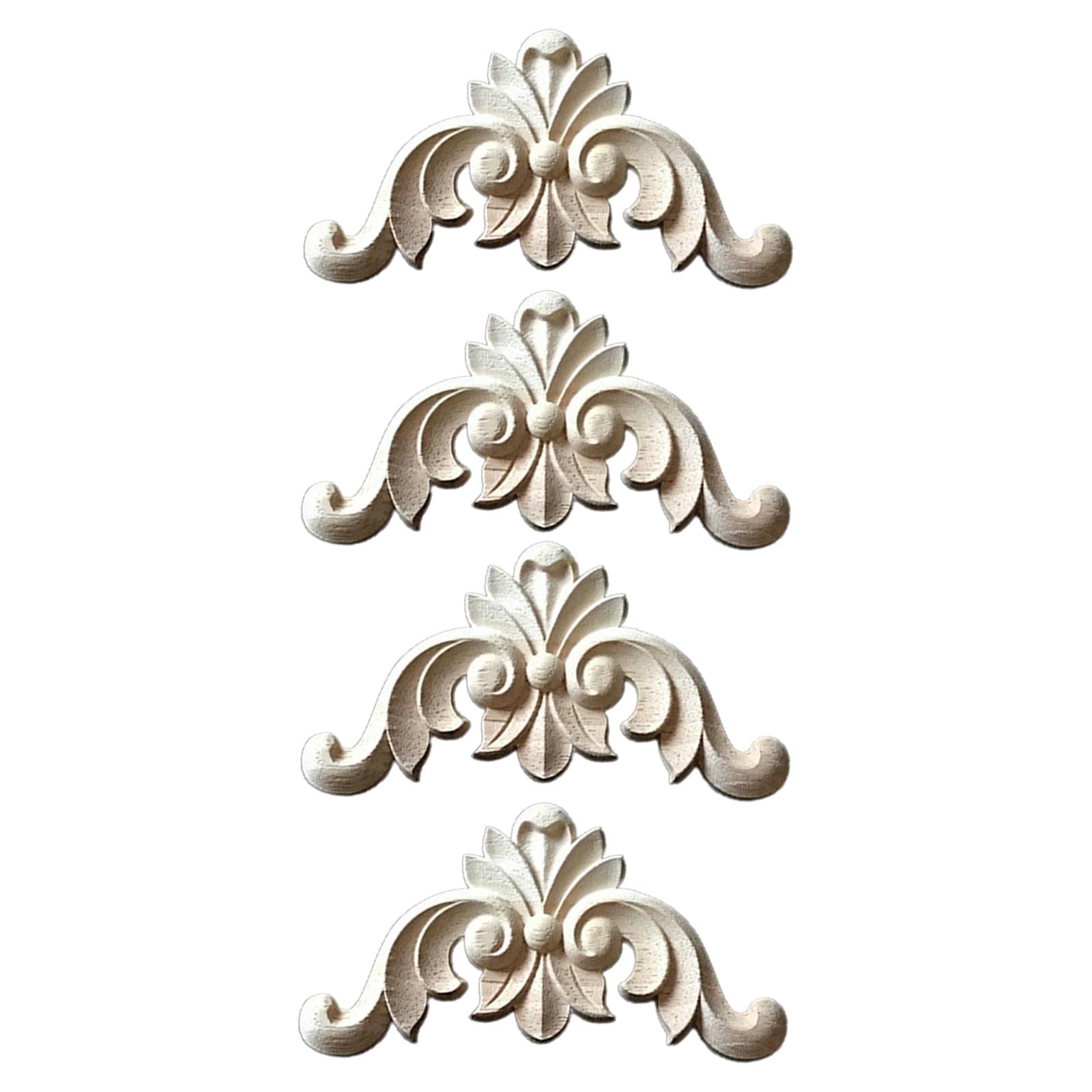 Magideal - 4 Uds. De Apliques Tallados En Madera, Calcomanía Tallada, Marco Sin , Figurita, Esquina Tallada En Madera Para Armario, Muebles, Decoración, 6Cmx6Cm