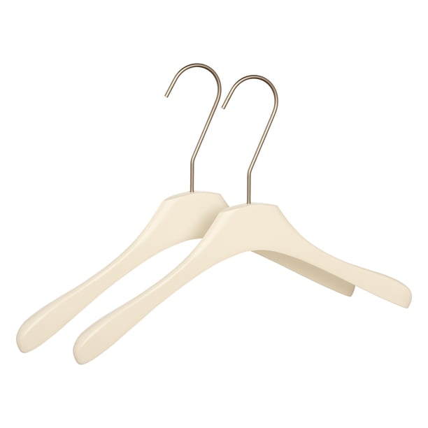 2 Paquetes de Perchas de Madera Antideslizantes, Perchas Duraderas que Ahorran Espacio para Ropa, Armario, Abrigos, Pantalones o Camisas Blanco Leche 15.7 pulgadas
