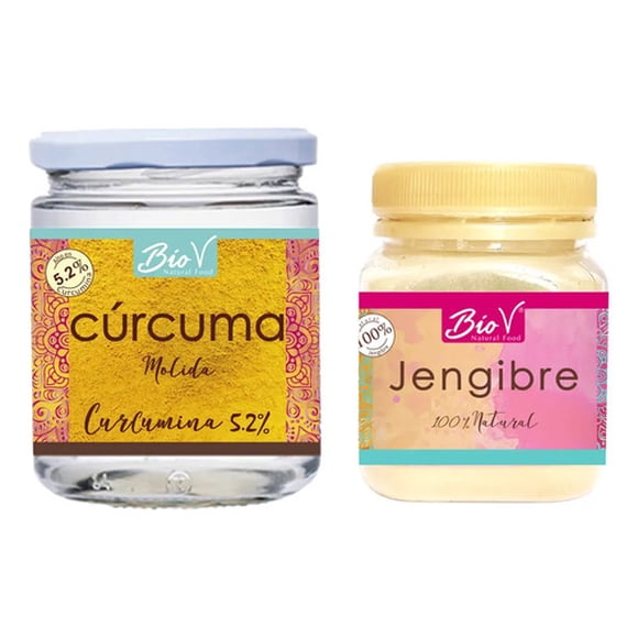 Pack X2 Jengibre Polvo 100g + Cúrcuma 200g Sin Gluten Vegana