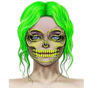 Genérica - Tatoo - Catrina - Fluorecente - Cristales Multicolor