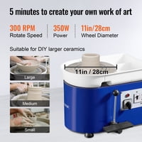 Rueda De Cerámica Vevor, Máquina Formadora De Rueda De Cerámica De 11 Pulgadas, Manija De Velocidad Ajustable De 60-300 Rpm Y Control De Pedal, Kit De Accesorios De Herramienta De Escultura De