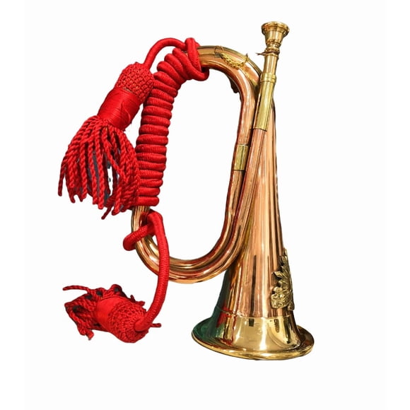 Corneta Náutica De Latón Y Cobre 27 Cm Con Cuerda