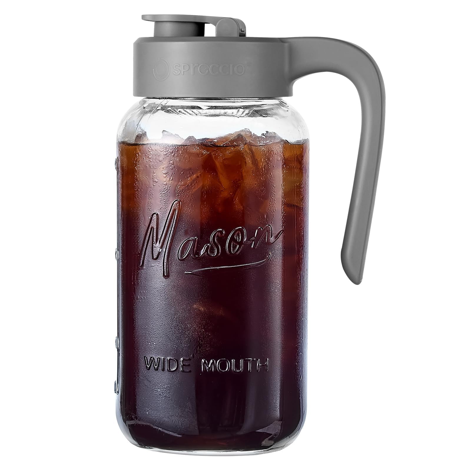 Jarra Mason Jar Spreccio, Hermética, A Prueba De Fugas, Vidrio De 2 Litros Con Tapa