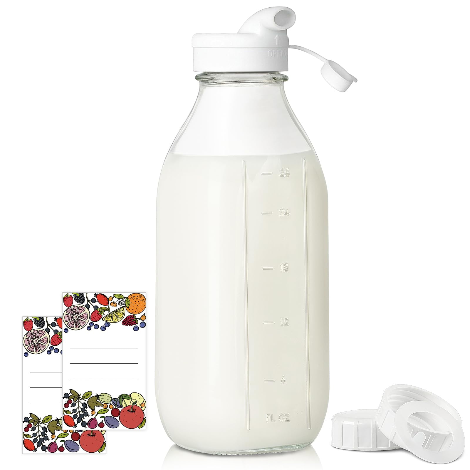 Botellas De Vidrio Para Leche Syntic Square De 1 Litro Con Tapa Hermética X2