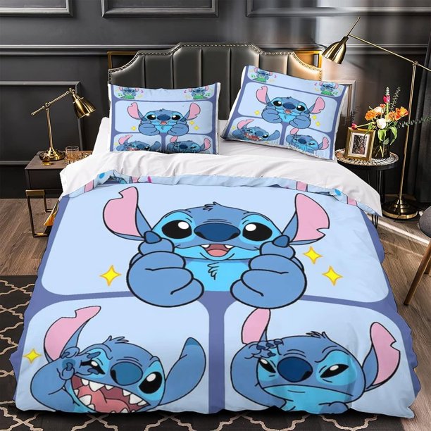 Lilo & Stitch Duvet Cover Bedding Set Cartoon Theme Duvet Cover Set Festival Gift Comforter Cover for Kids Single Double Size