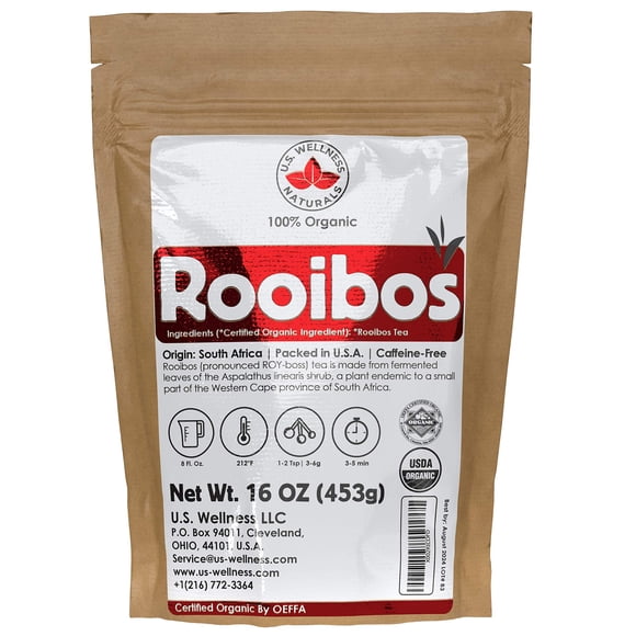 Rooibos rojo de hoja suelta, 454 g, de Tea U.S. Wellness Naturals