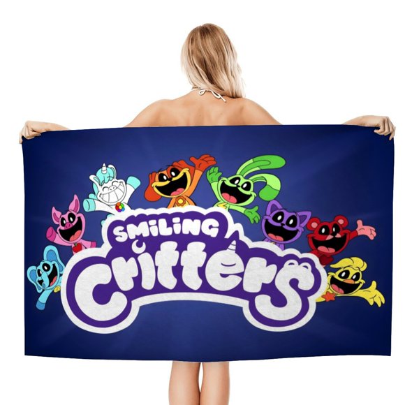 Critters Sonrientes Toalla de playa de secado rápido con diseño temático, regalo para mujeres y niñas, ideal para cumpleaños, fans, amantes de la música, uso en la playa o al aire libre,78*160cm