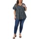 thumbnail image 4 of Agnes Orinda Blusas de Verano Casual de Talla Grande para Mujer con Estampado Floral, Cuello en V y Mangas con Volantes 2X Negro, 4 of 8