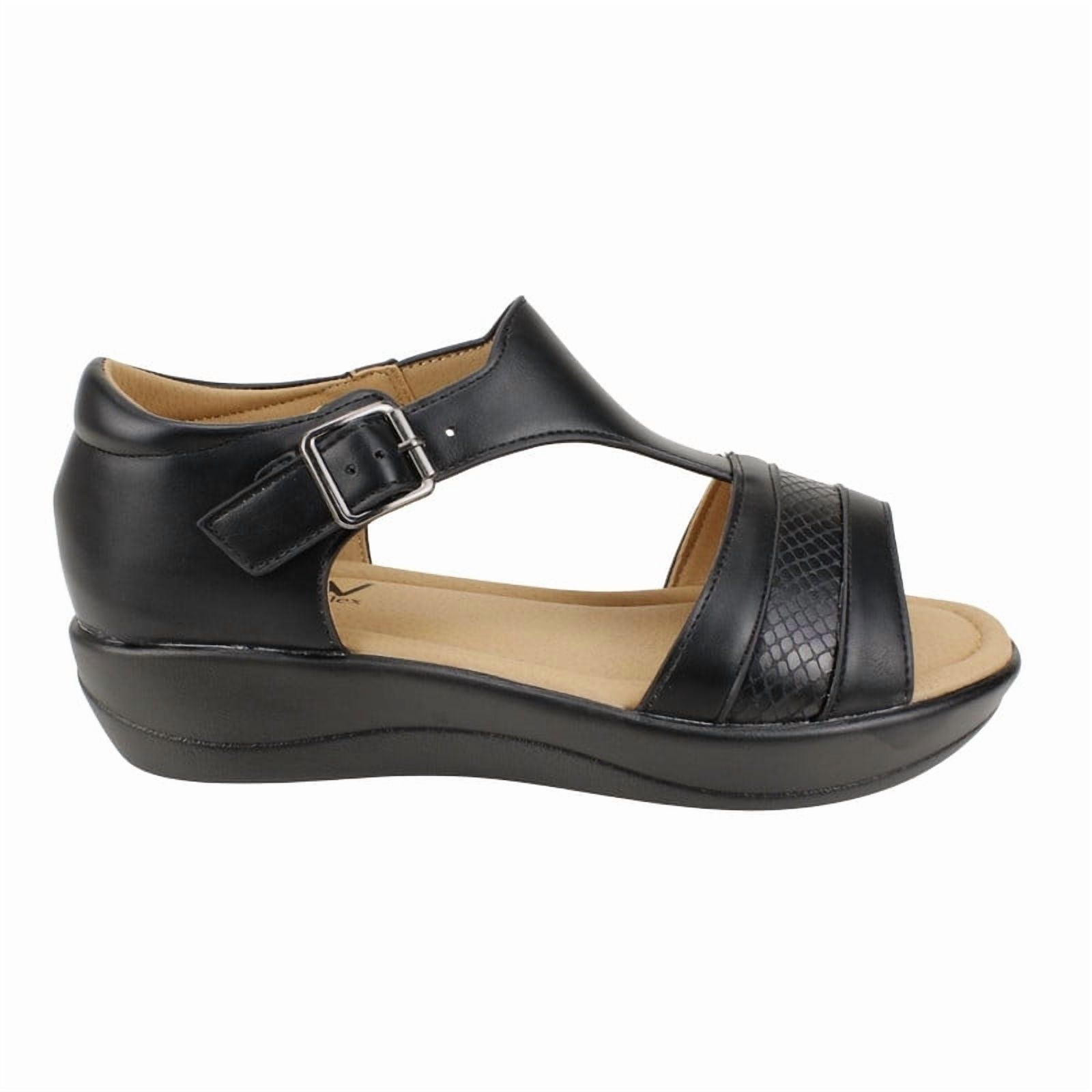 Sandalia New Walk Broche Reptil Negra