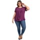 thumbnail image 2 of GRACE & GRANDEUR Blusas de Talla Grande para Mujer con Pliegues, Manga Corta, Cuello Redondo, Casual, Volantes, Tops de Verano 4X Burdeos Profundo, 2 of 7