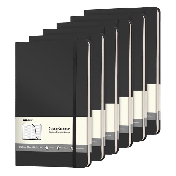 Cuadernos Journal Comix, paquete de 6, 240 páginas, A5, tapa dura, color negro