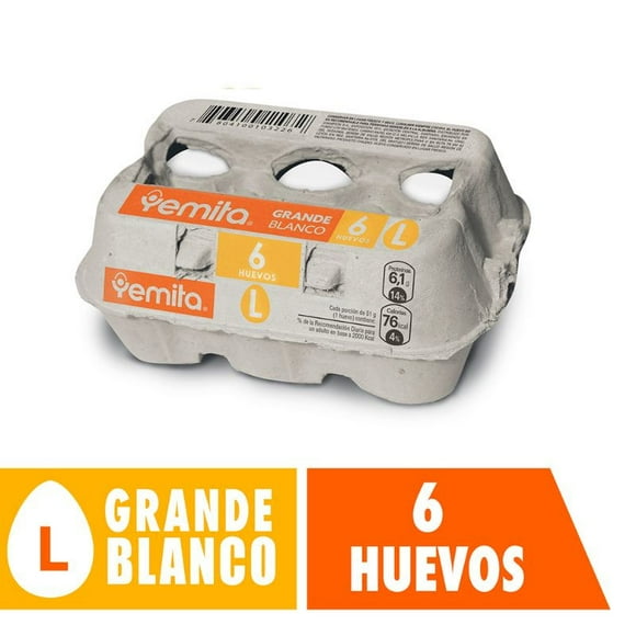 Huevos Tradicionales Grande Blanco, 6 Un