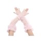 thumbnail image 1 of INSPIRE CHIC Guantes sin dedos de malla transparente con mangas largas de tul con volantes para mujer para boda 1 par rosa talla única, 1 of 6