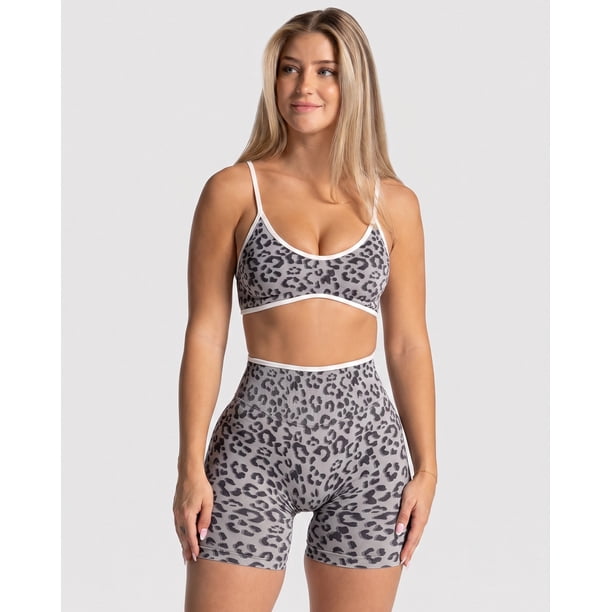 Set Deportivo Mujer Animal Print Short Tiro Alto Y Top