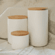 thumbnail image 3 of Contenedor cerámica hermético tapa madera talla L, blanco, 3 of 3