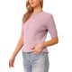 thumbnail image 4 of INSPIRE CHIC Suéter de Manga Corta para Mujer Cuello Redondo Otoño Invierno Tejido Casual Suéteres Top XL Púrpura Claro, 4 of 6
