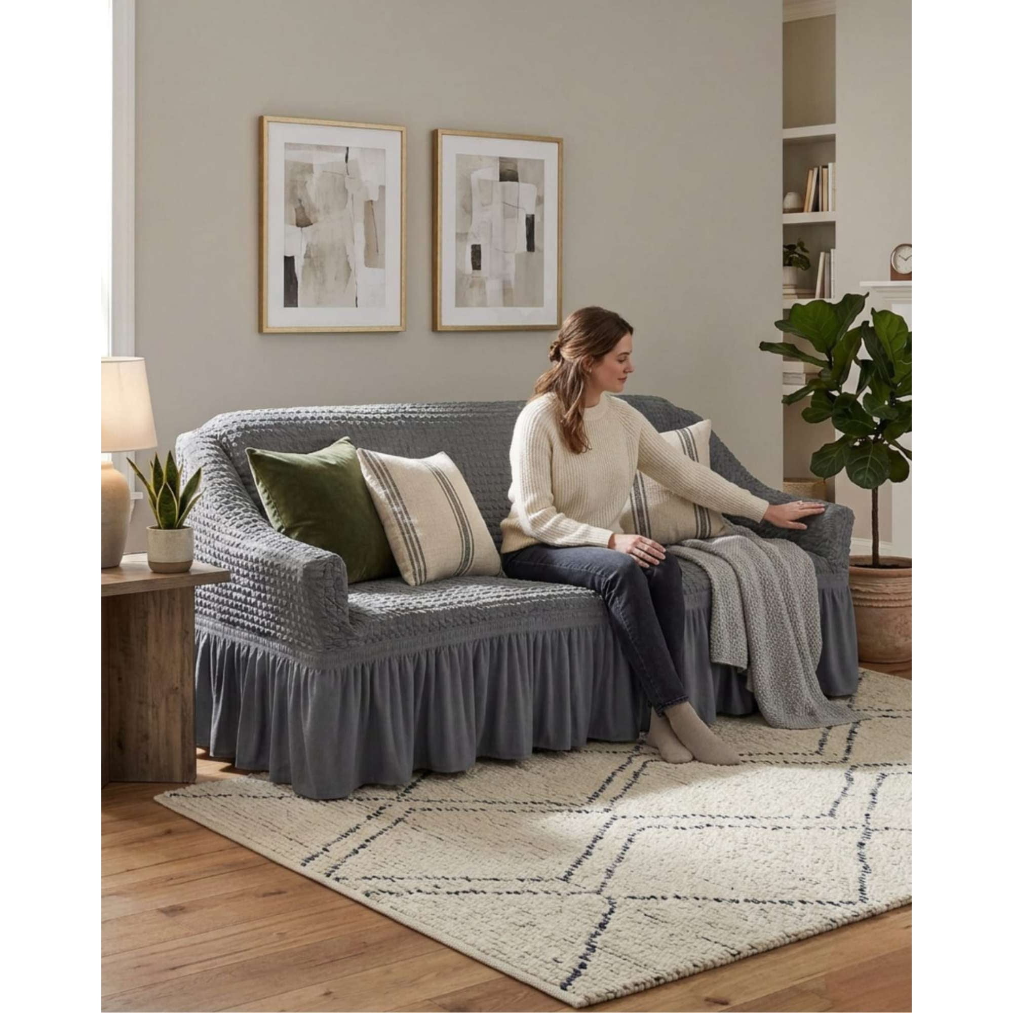 Mylhogar - Cubre Sofa Turko Elastico 3 Cuerpos