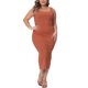 thumbnail image 4 of Agnes Orinda Trajes de Halloween Vestido de Mujer Tallas Grandes Vestido de Verano Sin Mangas Cuello Cuadrado Ajustado Cóctel Vestido de Tirantes 2X Naranja, 4 of 8