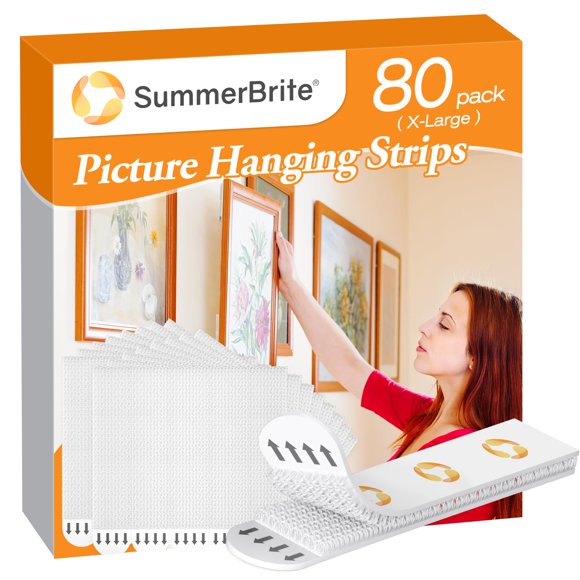 Tiras para colgar cuadros Summerbrite, color blanco, 40 pares grandes