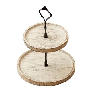 Bothyi - Soporte Para Tartas De Postre De 2 Capas, Platos Para Aperitivos De Frutas Para Baby Shower, Celebración De Bodas, Blanco Antiguo