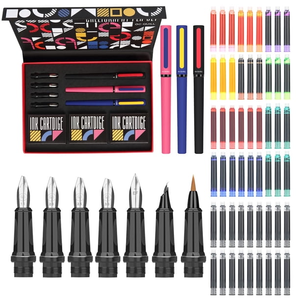 Juego de bolígrafos de caligrafía GC QUILL, 64 unidades, con 3 plumas estilográficas y 7 puntas